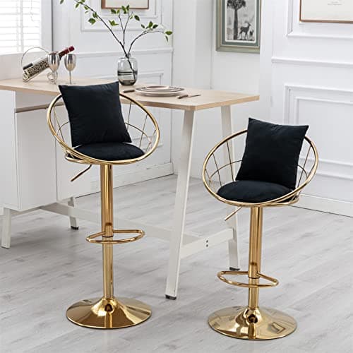 Swivel Bar Stools Set of 2 with Adjustable Height, Pillow, Back, Footrest - Grey Velvet Counter Height Bar Chairs