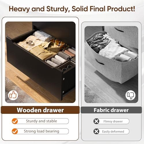 EnHomee 6-Drawer Black Dresser for Bedroom with Organizer