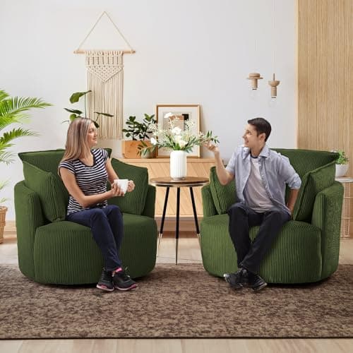 Blue Swivel Accent Chair with Detachable Cushions for Living Room