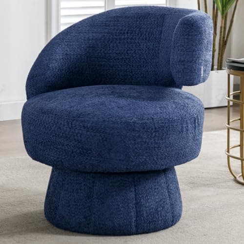 i-POOK Accent Chair: Swivel Barrel Armchair with Wide Upholstery & Fluffy Fabric, 300 Lbs Capacity, Yellow