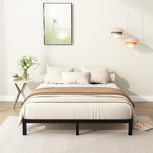 Heavy Duty 7-Inch Queen Bed Frame, Black, Max Storage, Easy Assembly