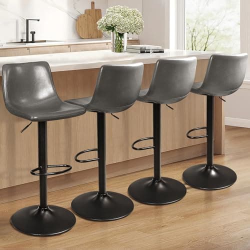 Waleaf Counter Height Bar Stools Set of 2, 350 LBS Capacity PU Leather with Footrest