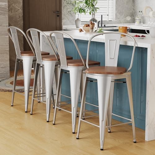 Alunaune 26" Swivel Metal Bar Stool Set, Matte Black, Industrial Style
