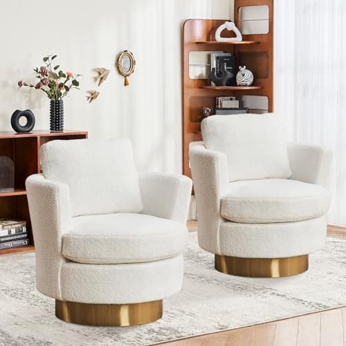 Set of 2 Modern Swivel Barrel Chairs for Nursery, Living Room, Bedroom - Light Blue