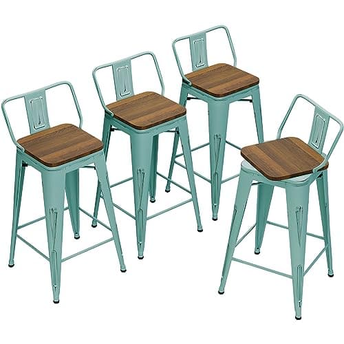 Andeworld 24 Inch Black Swivel Bar Stool Set of 4 Industrial Metal