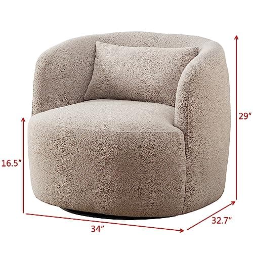 Taupe Bouclé Swivel Armchairs Set of 2 for Living Room & Bedroom