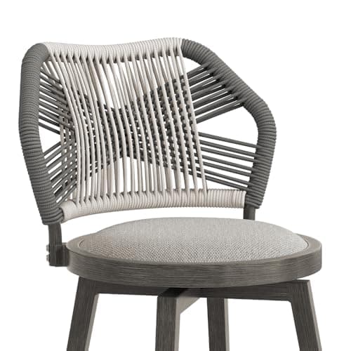 Olefin Rattan 360° Swivel Bar Stools, Set of 4, Boho Patio Kitchen Chairs, Apricot