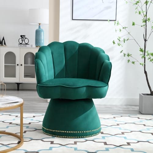 Modern Velvet Swivel Barrel Chair for Living Room, Bedroom, Hotel in Orange
