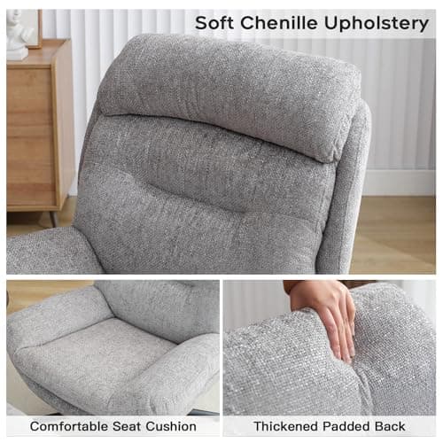 Swivel Accent Chair with Ottoman, Grey: Comfortable Reading Lounge