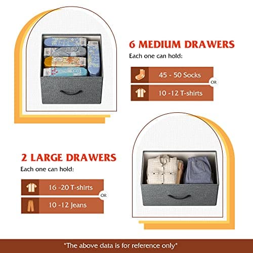 WLIVE Dark Grey 8 Drawer Dresser with Large Storage Unit