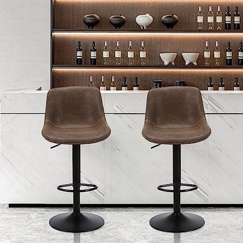 2-Piece Swivel Bar Stool Set, Counter Height with Back, Modern PU Leather Chair