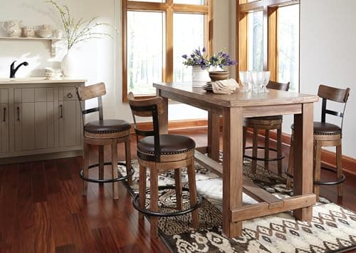 Signature Design by Ashley Light Brown Modern Farmhouse Swivel Barstool 24.25" Counter Height