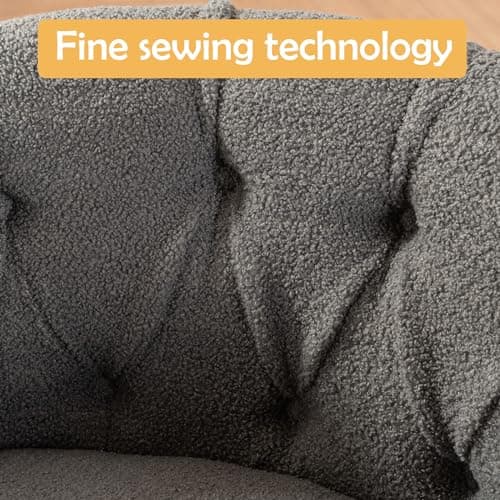 Oversized Swivel Accent Chair with Ottoman and Thick Cushion, Dark Grey