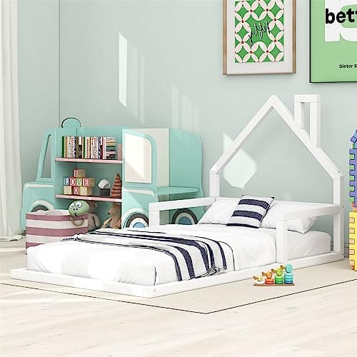 i-POOK Montessori House-Shaped Bed for Kids Teens, Natural Wood