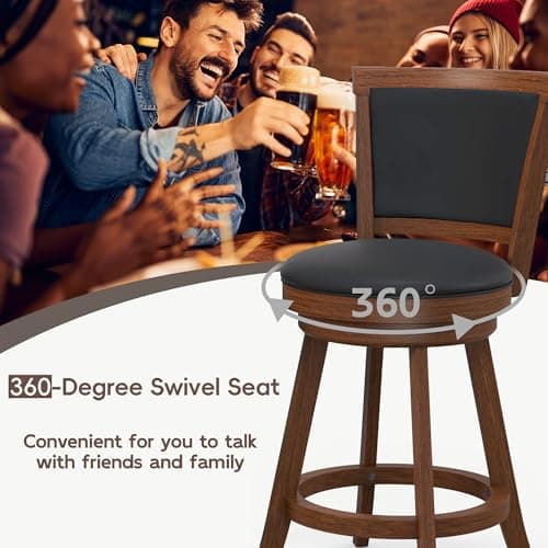 MU 24" Counter Height Swivel Bar Stools with Back for Kitchen Island, Pub, Restaurant