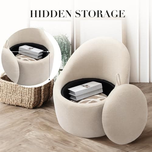 360° Swivel Chair with Hidden Storage - Beige
