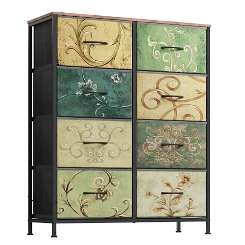 WLIVE Light Grey Tall Dresser with 8 Drawers & Fabric_bins