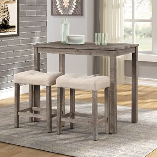 Roundhill Furniture Sora Tufted Counter Height Stools, Set of 2, Taupe