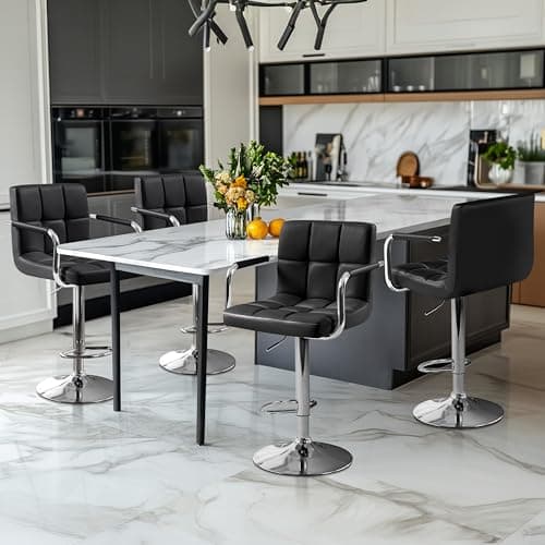 Yaheetech Black Counter Height Adjustable Bar Stool Set of 4