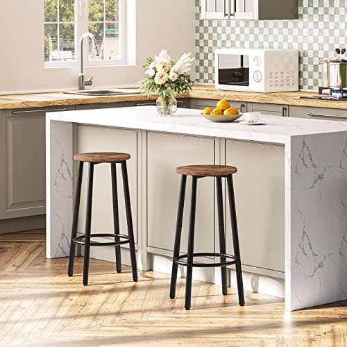 HOOBRO Rustic Brown Bar Stool Set, Kitchen & Dining Room BF03BY01