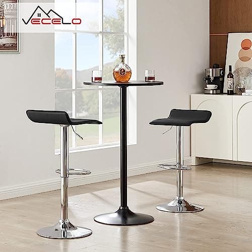 Set of 4 Adjustable Armless Black Bar Stools for Kitchen and Bar
