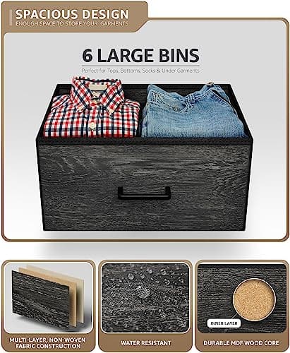 Sorbus Dresser with 6 Faux Wood Drawers - Storage Furniture for Bedroom & Closet