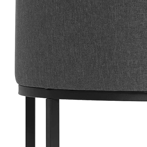 LUE BONA Black Metal Bar Stools, 27" Counter Height, Set of 4, Linen Upholstered Beige