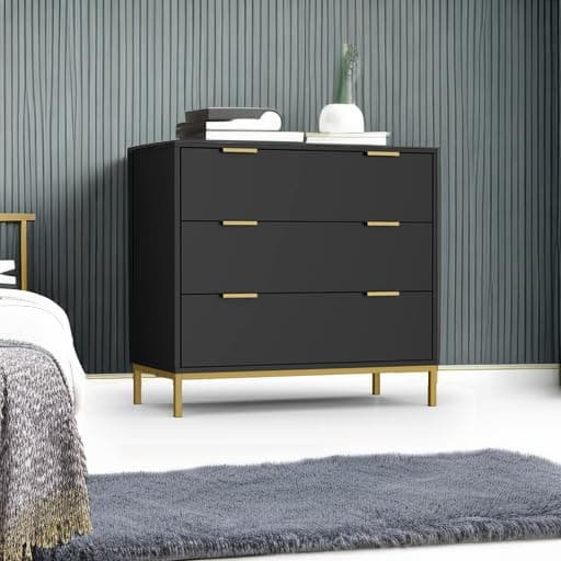 Anmytek Black 3-Drawer Dresser with Spacious Storage H0073