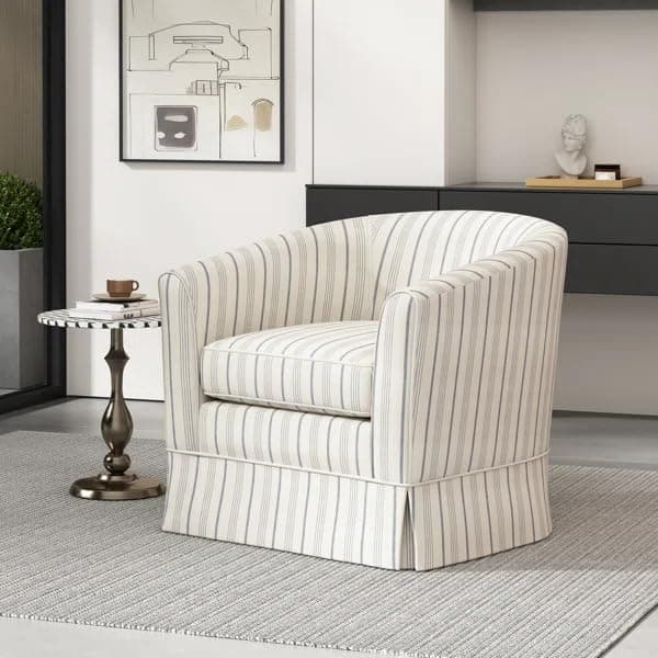 Christopher Knight Home Beige/Blue Stripe 360-Degree Swivel Club Chair