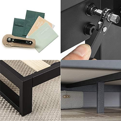 Zinus Trisha Black Metal Queen Bed Frame, Wood Slat Support