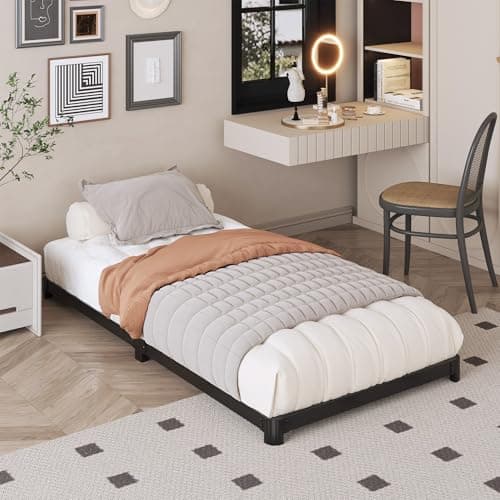 Heavy Duty Black 3 Inch Low Twin Bed Frame with Rounded Corners
