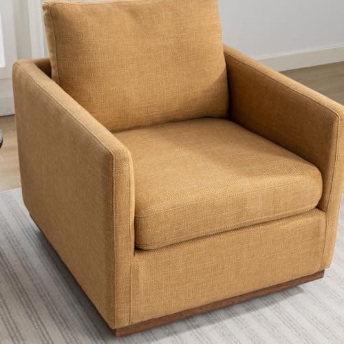 30 Oversized Swivel Chair with Thick Seat Cushion in Yellow