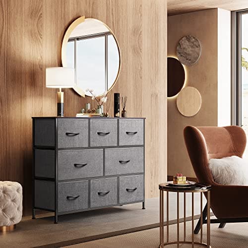 WLIVE Dark Grey 8 Drawer Dresser with Large Storage Unit