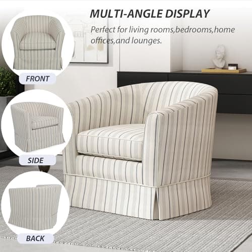 Christopher Knight Home Beige/Blue Stripe 360-Degree Swivel Club Chair
