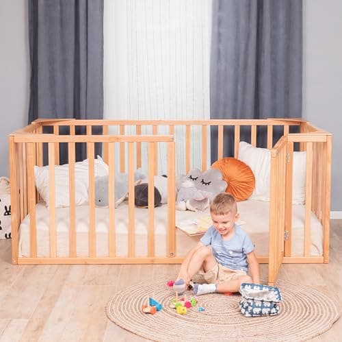 Montessori Toddler Floor Bed with Rails - Kids Bed Frame