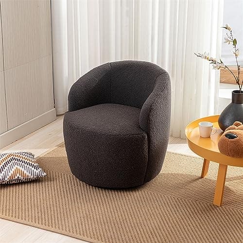 i-POOK Swivel Accent Chair, Modern Velvet Upholstered Armchair White