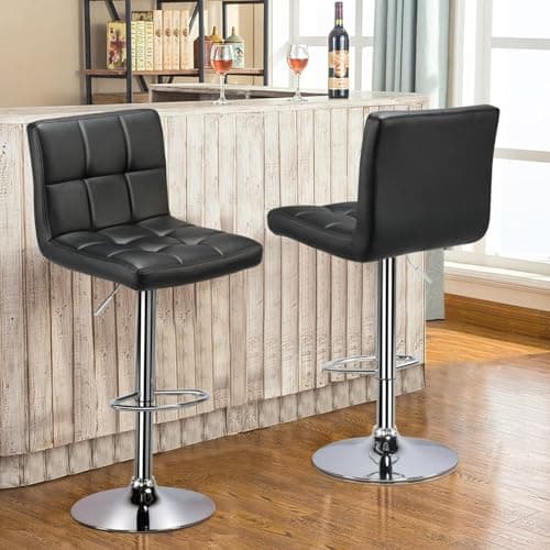 Set of 2 Modern Adjustable Bar Stools with Backrest and Footrest