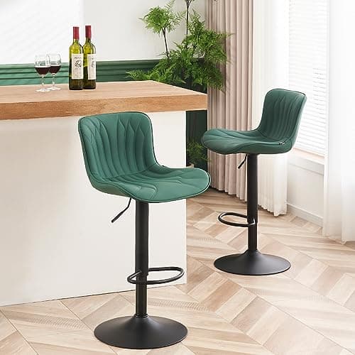 YOUNUOKE Counter Height Swivel Bar Stools, Light Grey Faux Leather, Set of 2