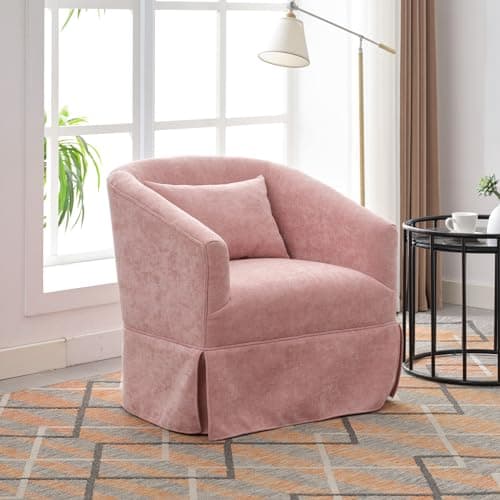 Modern Mint Green Swivel Accent Chair with Pillow