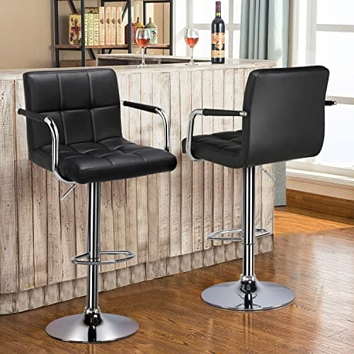 2 Black Yaheetech Adjustable Swivel Barstools for Kitchen and Bar