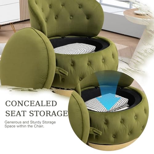Velvet Swivel Accent Chair with Storage