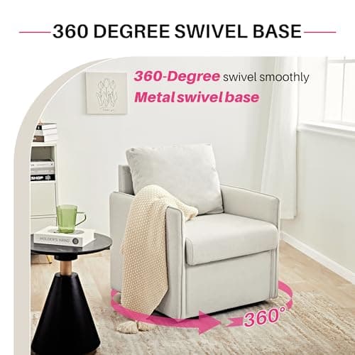 Redlife Mid Century Modern Swivel Chair with Storage (Beige)