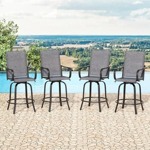 Soohow Swivel Textilene Outdoor Bar Stool Set, All Weather Ergonomic Chairs