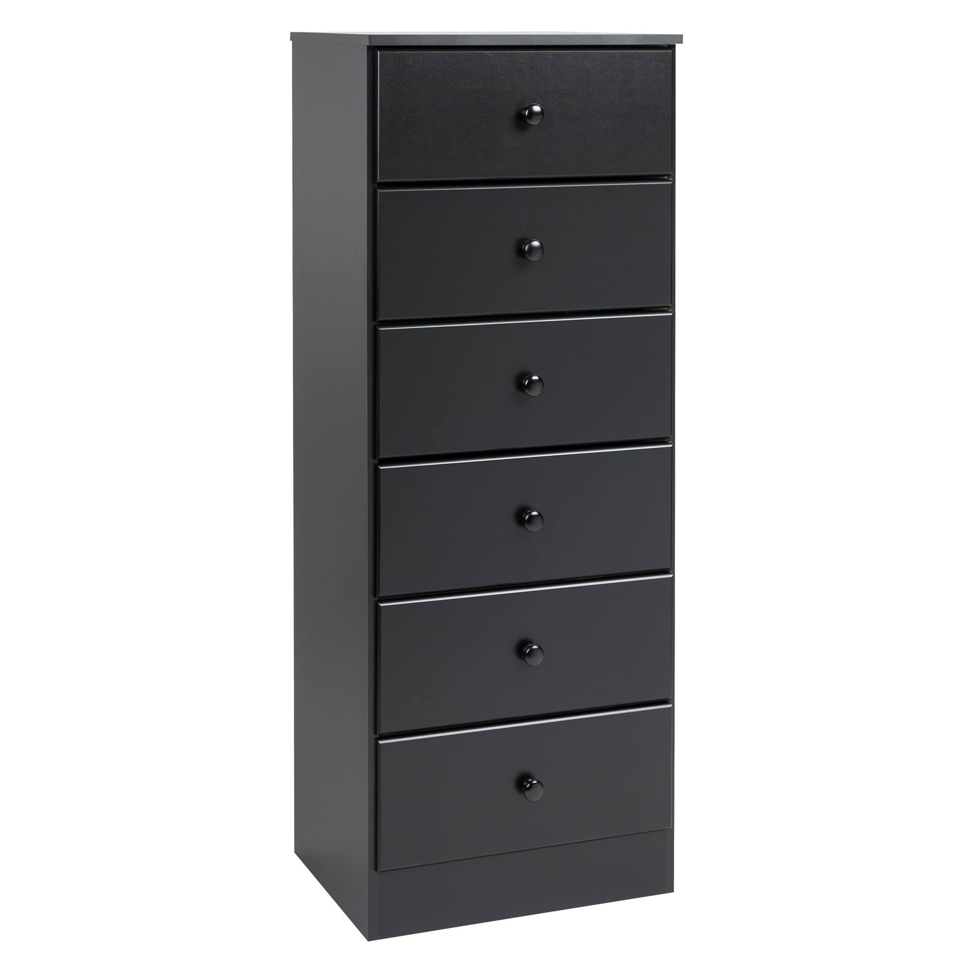 Black 6-Drawer Dresser for Bedroom: Prepac Astrid Tall Chest - Space-Saving Storage Solution