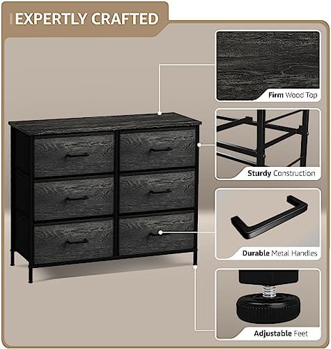 Sorbus Dresser with 6 Faux Wood Drawers - Storage Furniture for Bedroom & Closet