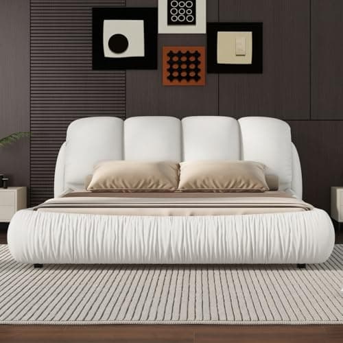 Luxury Upholstered Queen Size Platform Bed, Stone Gray Velvet
