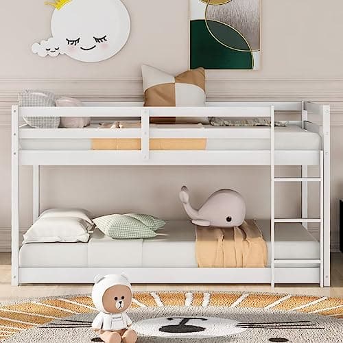 i-POOK Grey Twin Over Twin Bunk Bed with Safety Ladder