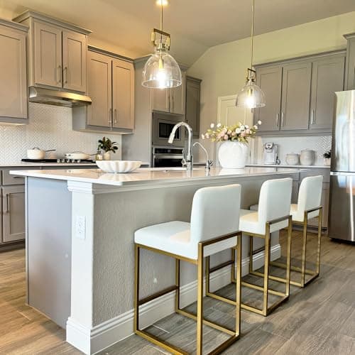 PHI VILLA White and Gold Counter Height Bar Stool Set with Back
