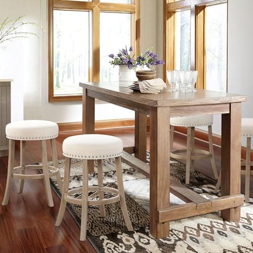 26" Modern Backless Bar Stools - Beige, Set of 4 for Kitchen & Dining