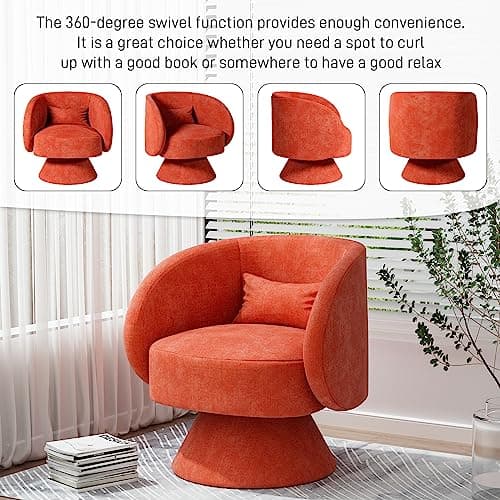 Modern Orange Swivel Barrel Chair for Small Spaces